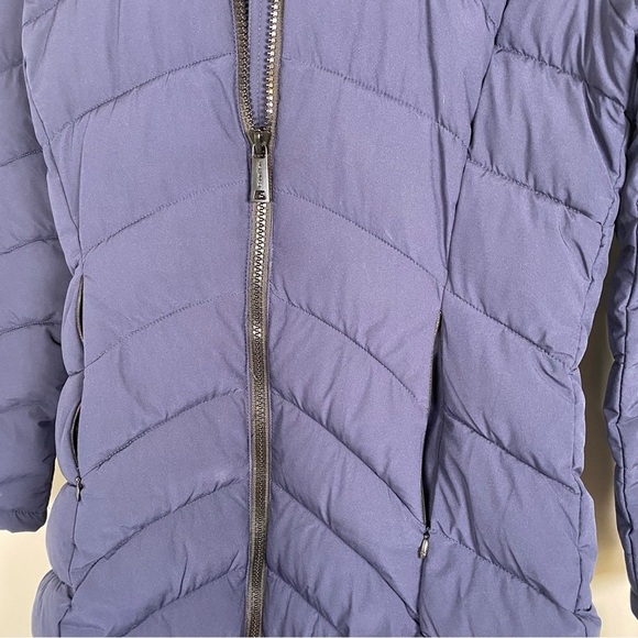 Calvin Klein Long Line Puffer Faux Fur Winter Coat Jacket Navy Size Small NWT - Picture 2 of 11